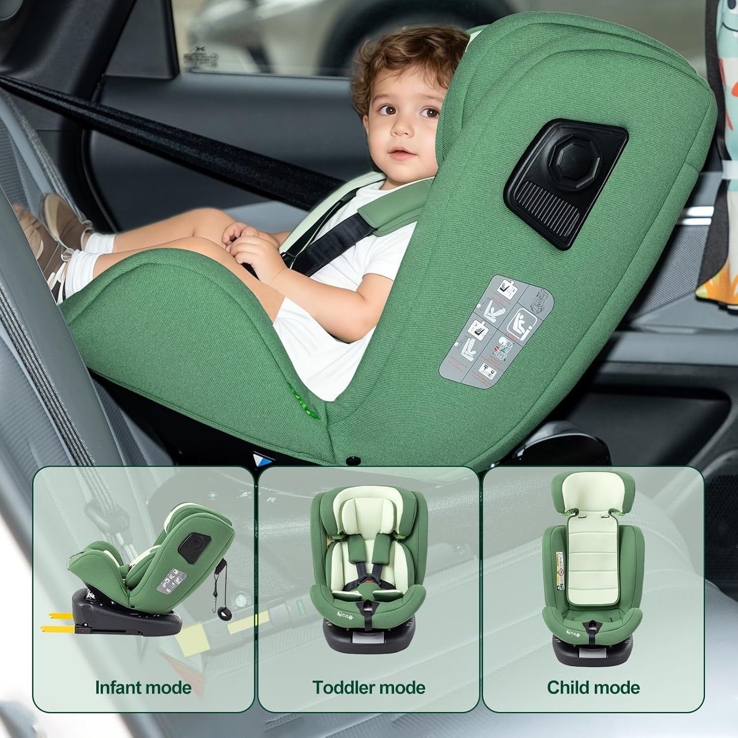 360° Rotating i-Size Baby Car Seat ISOFIX 0–12 Years ADAC Tested