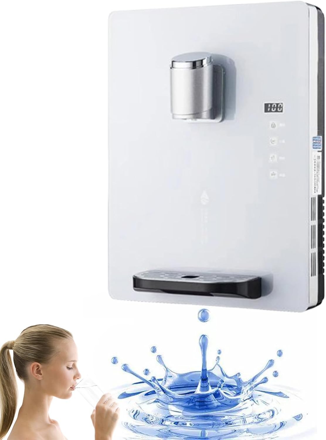 Wall Mounted Water Dispenser Hot Cold Ice Mains Fed Touch Screen Child Lock