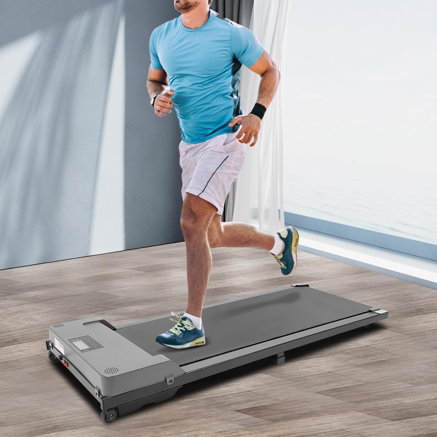 2-in-1 Under Desk Walking Pad 3.7km/h Silent Motor Slim Foldable Treadmill Home