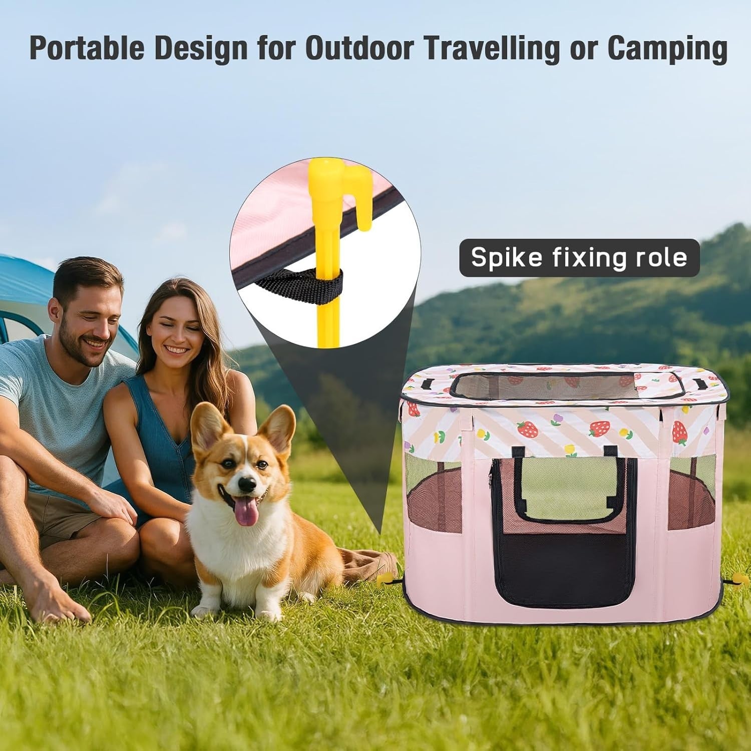 Foldable Pet Playpen Portable Dog Cat Crate,Indoor Outdoor Puppy Tent Medium