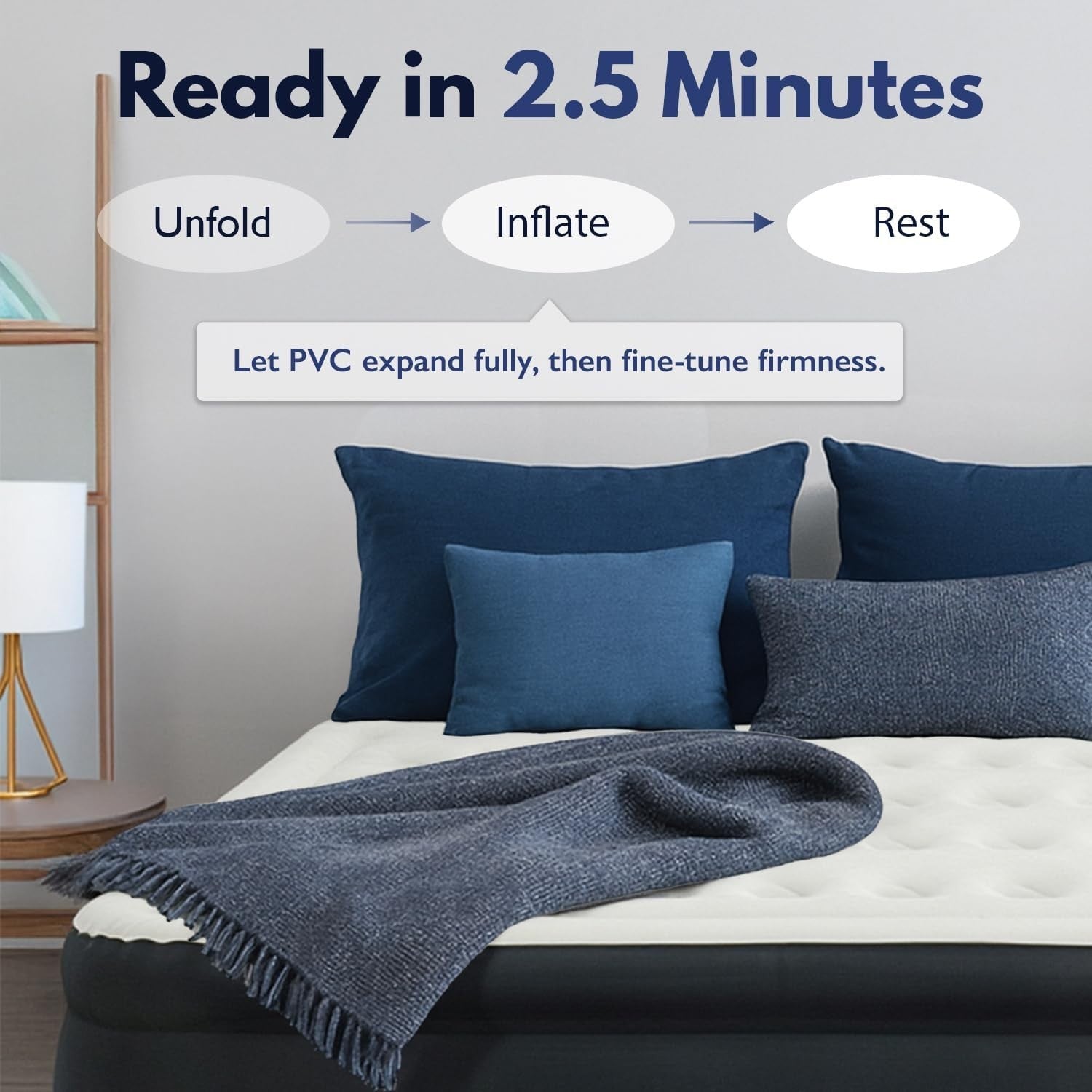 Luxury California King Air Mattress Inflatable Bed Built-in Pump