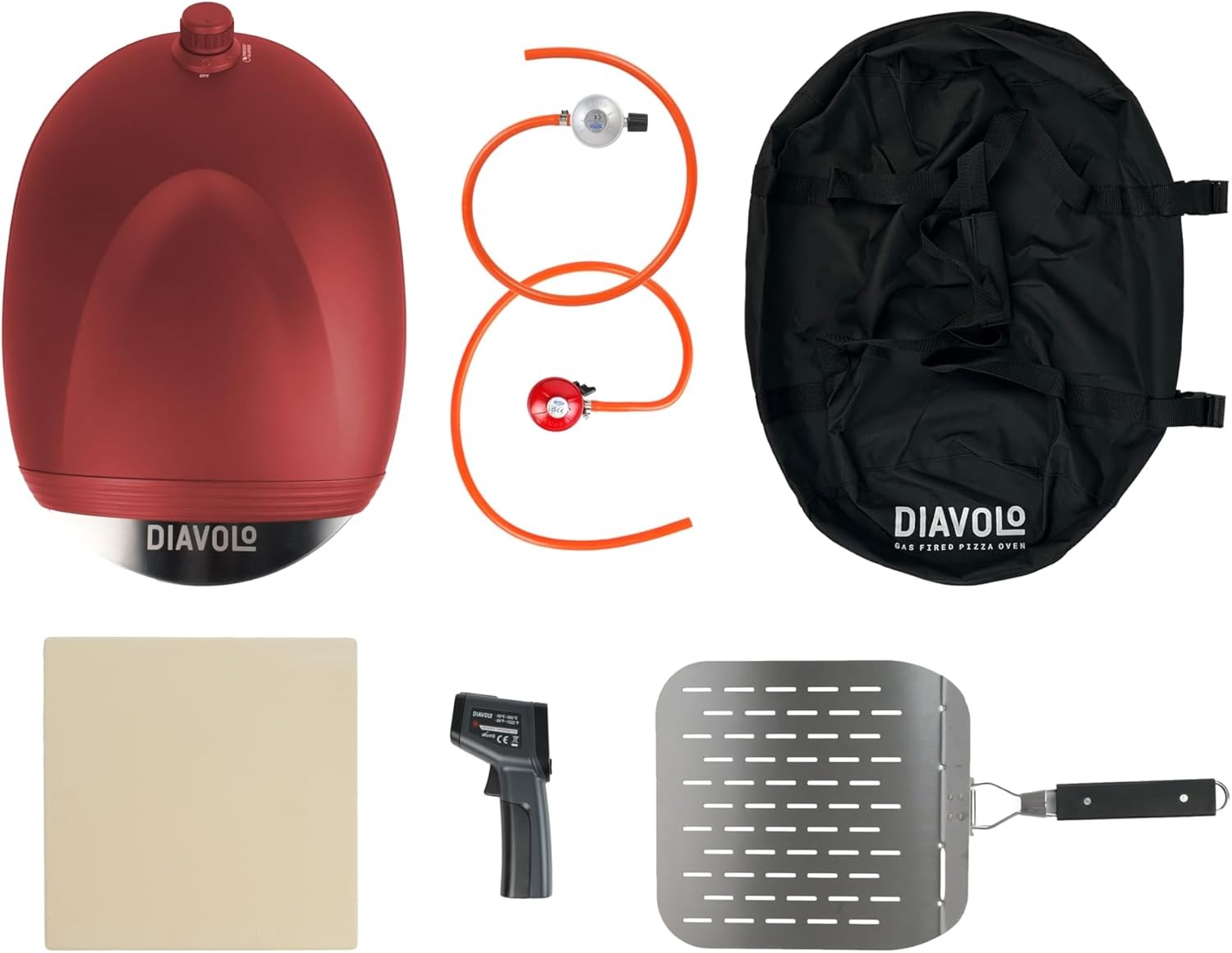 Gas Portable Pizza Oven with Peel & Bag | Outdoor BBQ Pizza Maker 500°C | Red