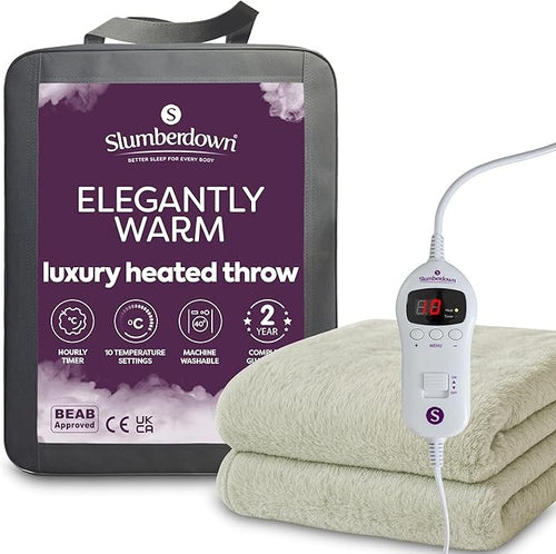 Electric Heated Throw Blanket Luxury Fleece 10 Heat Timer Washable 130x160cm
