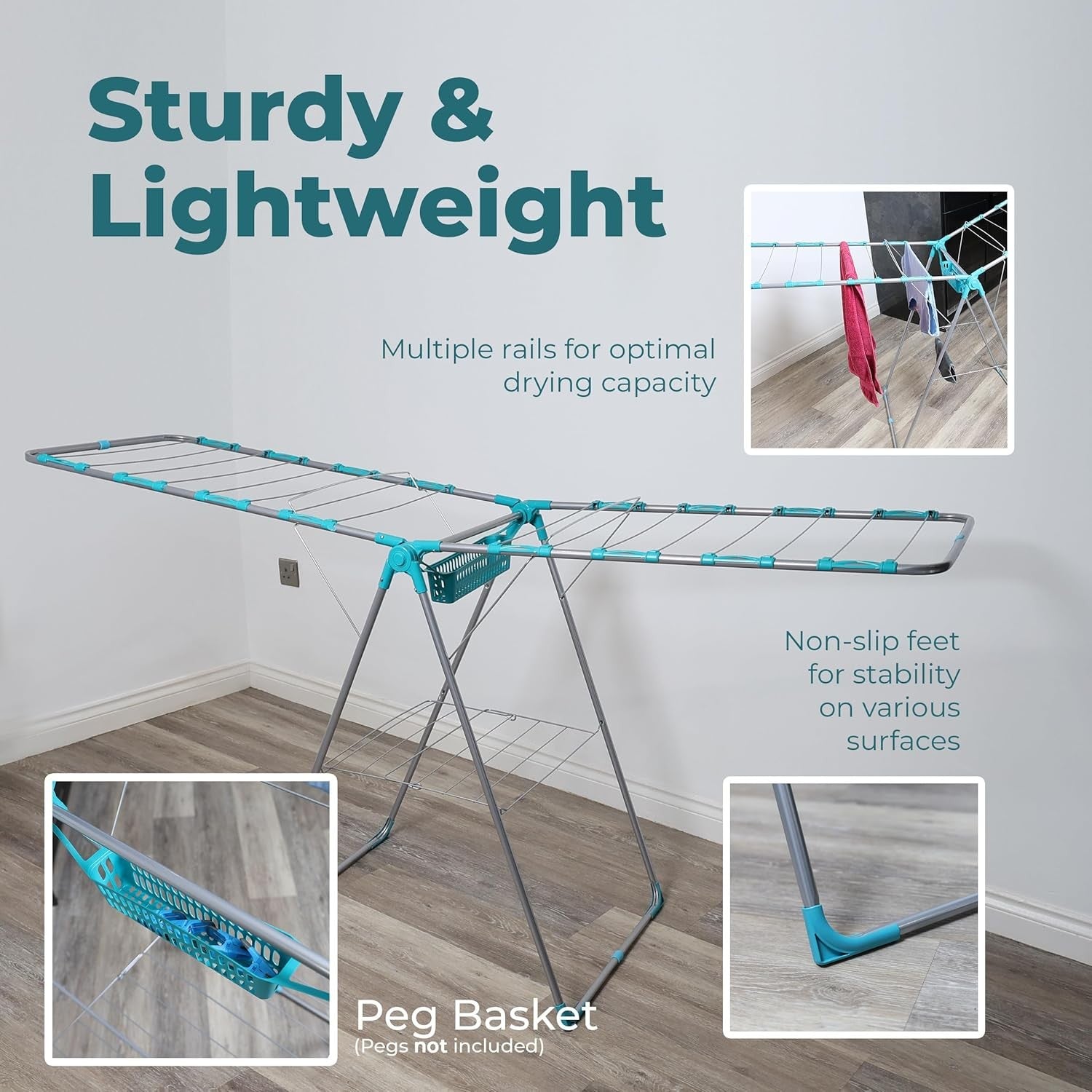 Folding Clothes Airer Drying Rack Stainless Steel Indoor Outdoor Compact