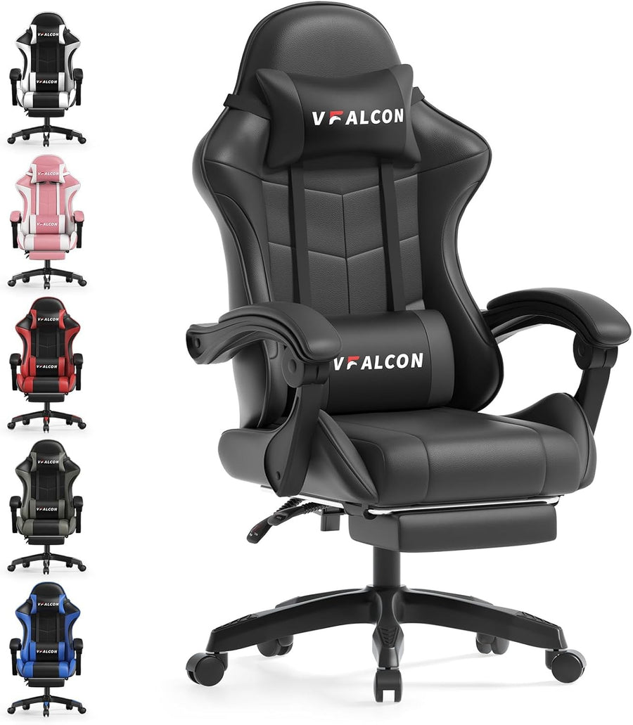 Ergonomic Gaming Chair Recliner with Footrest 360 Swivel Black