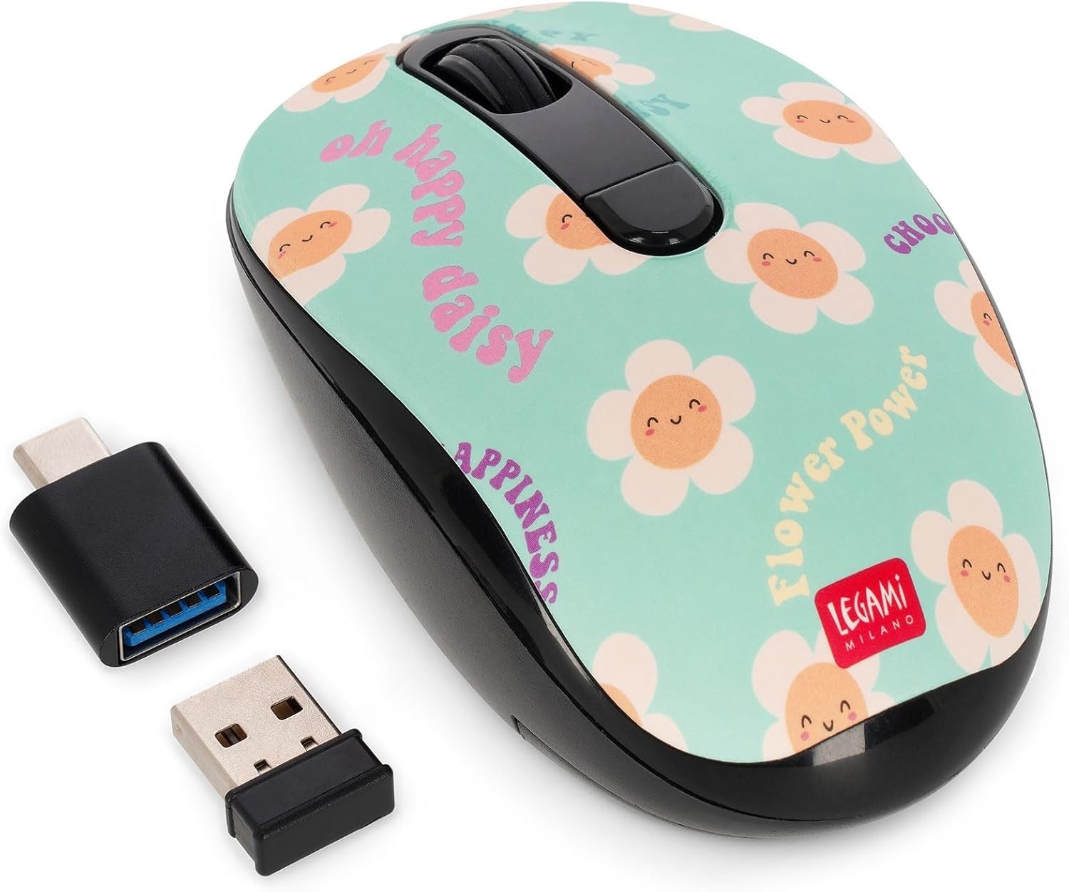 Cute Wireless Mouse Daisy Floral Compact USB 1600 DPI Laptop PC