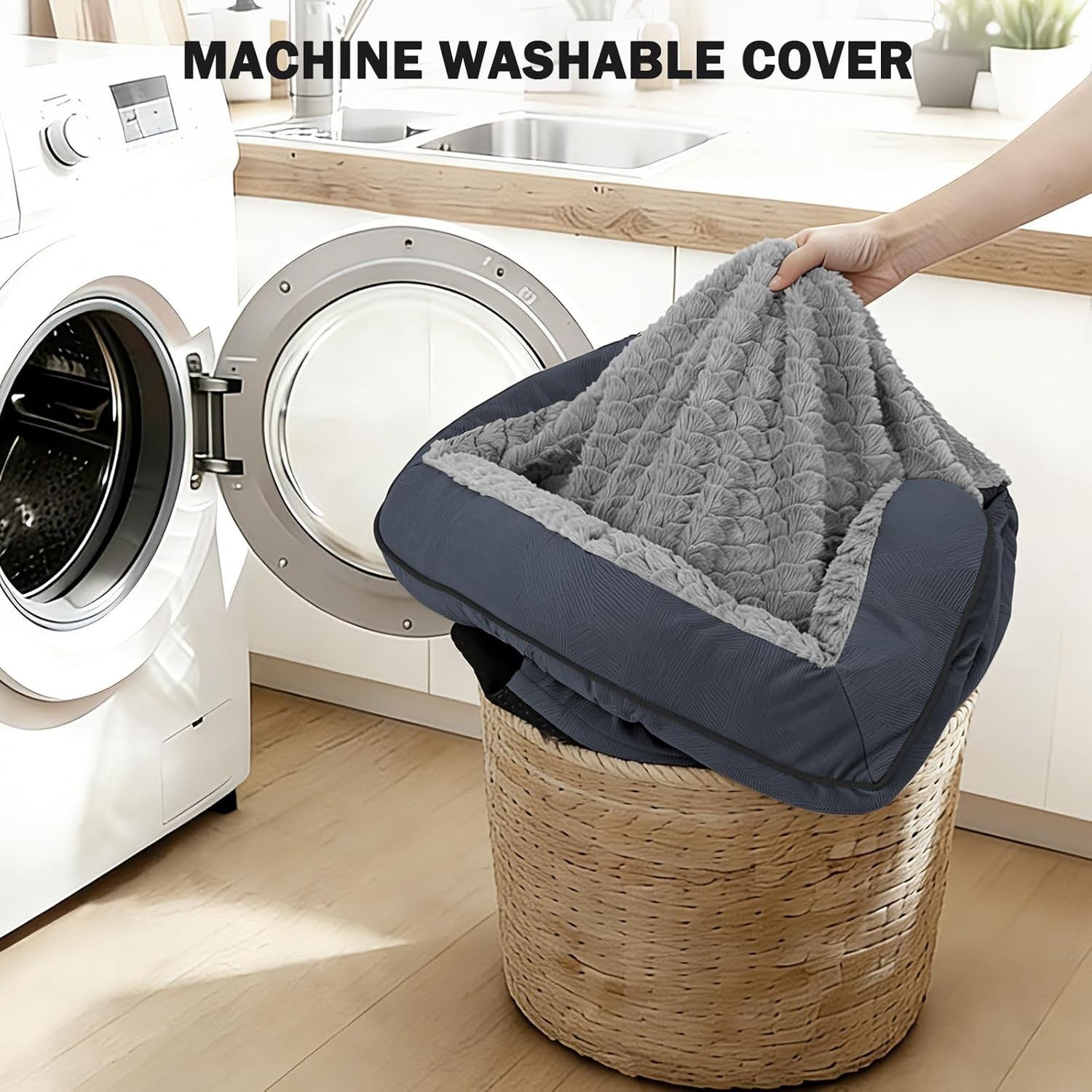 Large Orthopedic Memory Foam Dog Bed Washable Sofa 89x64x17cm Grey