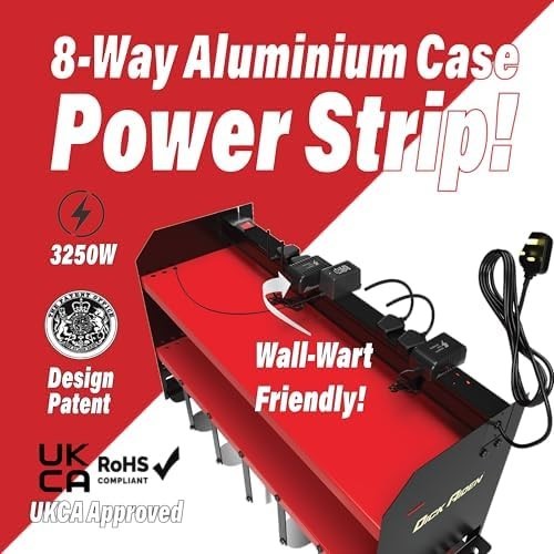 Heavy-Duty Wall-Mounted Tool Organizer Rack with Power Strip 6-Slot Red