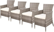 Set of 4 Rattan Garden Dining Chairs High Back Cushioned Patio Armchairs