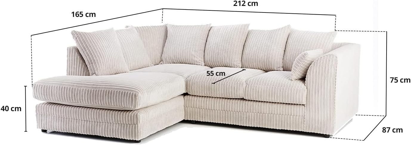 Cream Jumbo Cord 4-Seater Right Hand Corner Sofa | Plush Comfort & Style