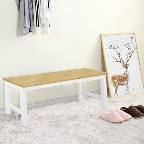 Natural Wooden Dining Bench Indoor Pine Kitchen Table Seating for Home