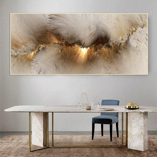 Gold Abstract Aurora Canvas Wall Art – Large Modern XXL 40x80cm Print