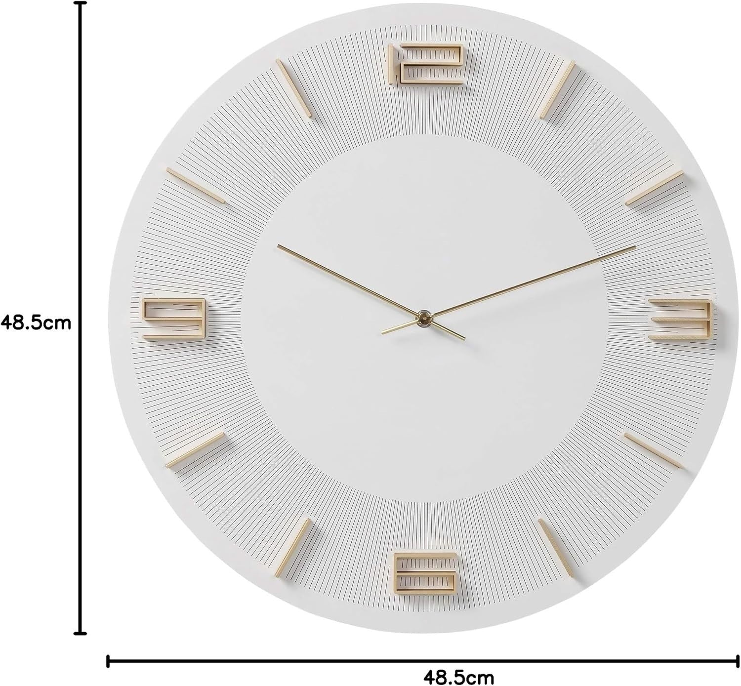 Modern Large 49cm White Wall Clock with Gold Accents Silent Analog Decor