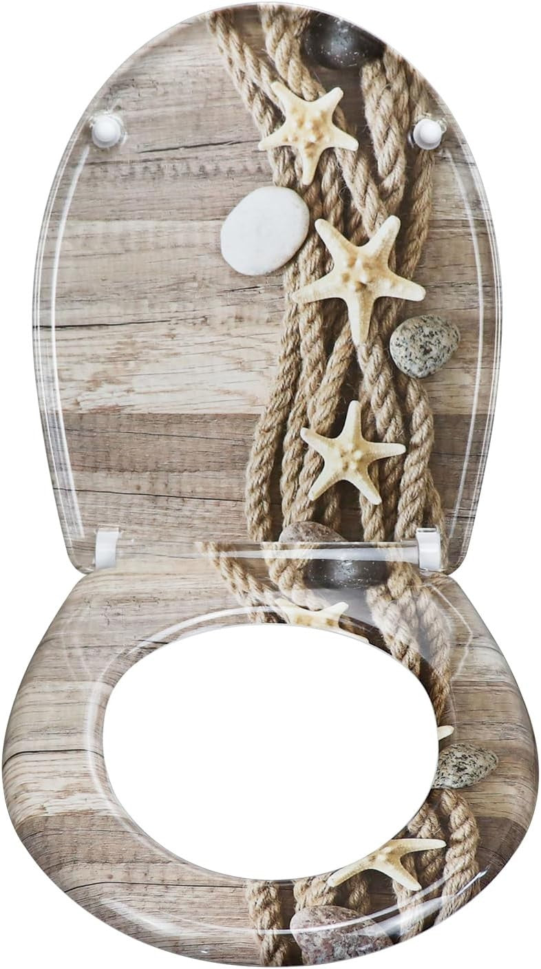 Toilet Seat Duroplast Quick Release Top Fix Colourful Patterns 45x37cm