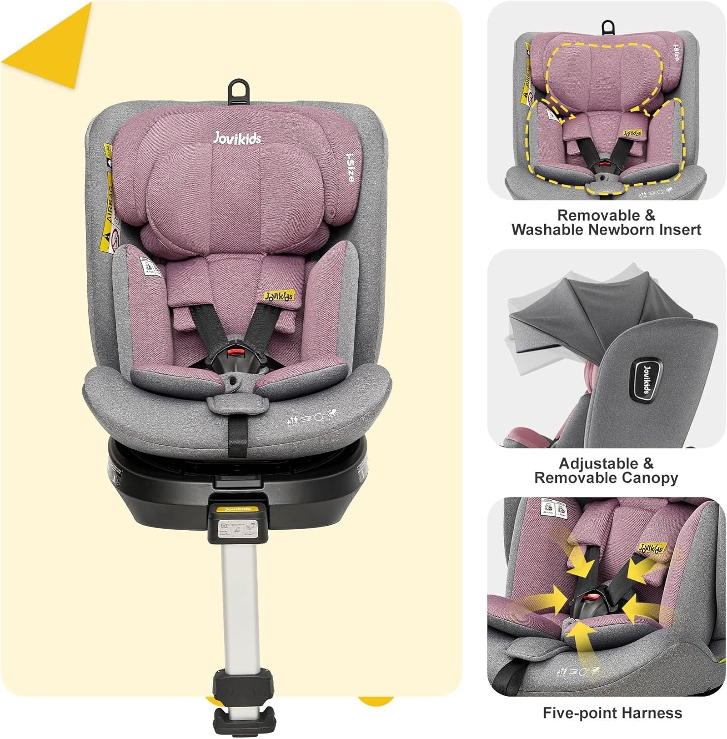 360° Rotating i-Size Baby Car Seat ISOFIX 40–150cm ERF Recline Safety