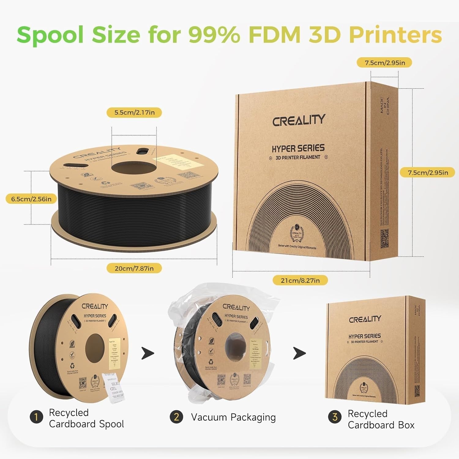 Hyper PLA Filament 4KG High Speed 600mm/s Black 1.75mm ±0.03mm