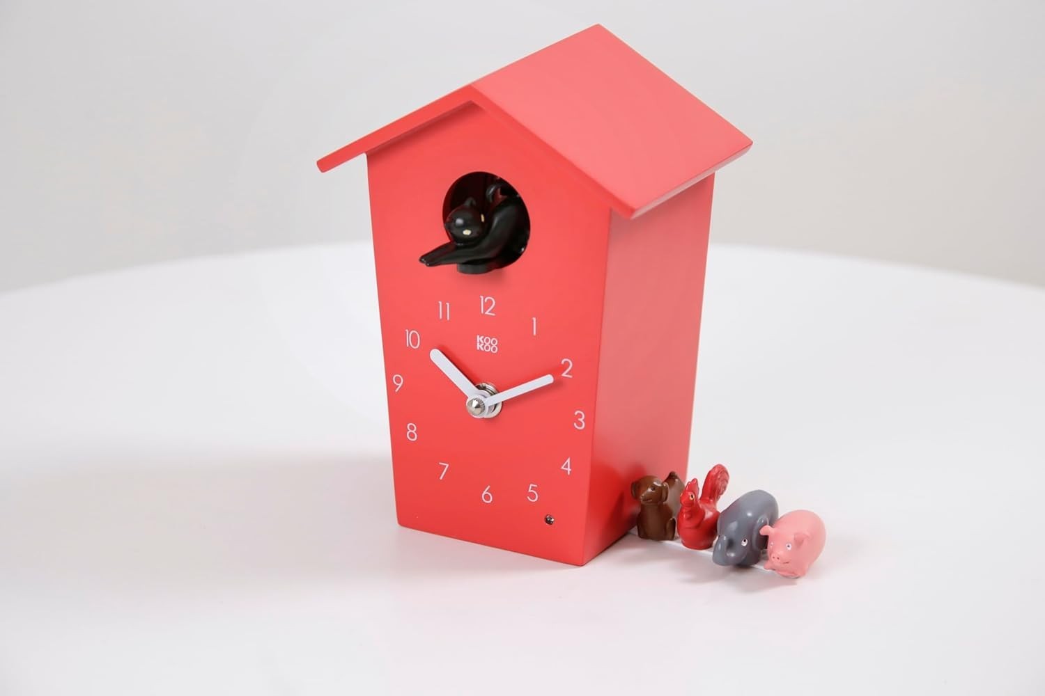 Animal Sound Cuckoo Clock Red | Kids Room Wall Clock | Farm Animal Chimes