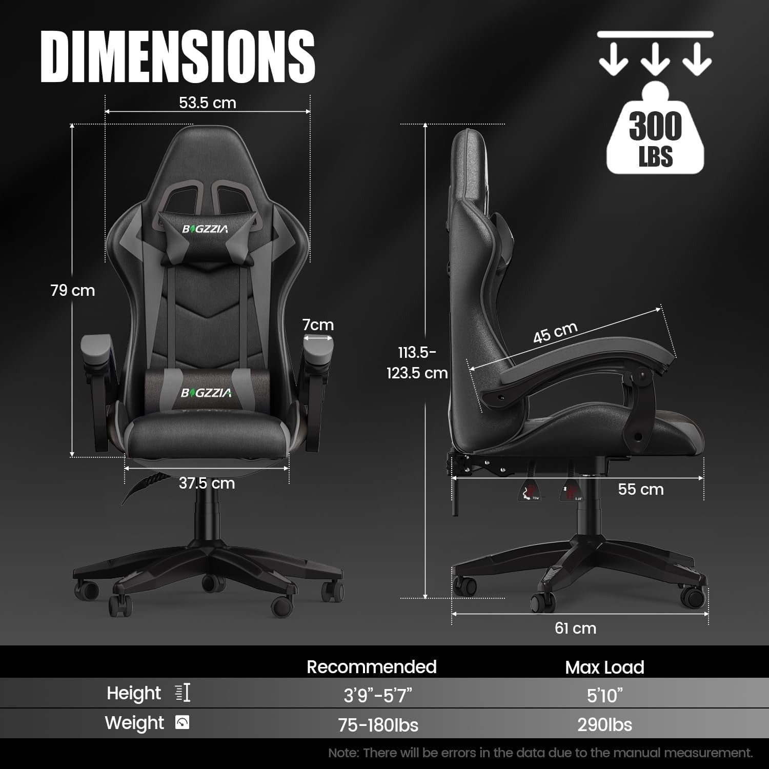 Ergonomic Gaming Chair Black Grey Reclining Adjustable