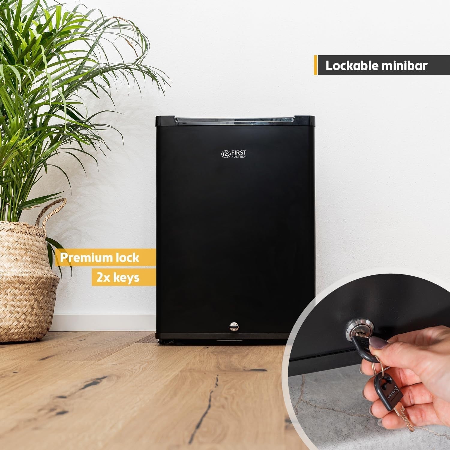 40L Mini Fridge Silent Lockable Compact LED Thermostat Freestanding