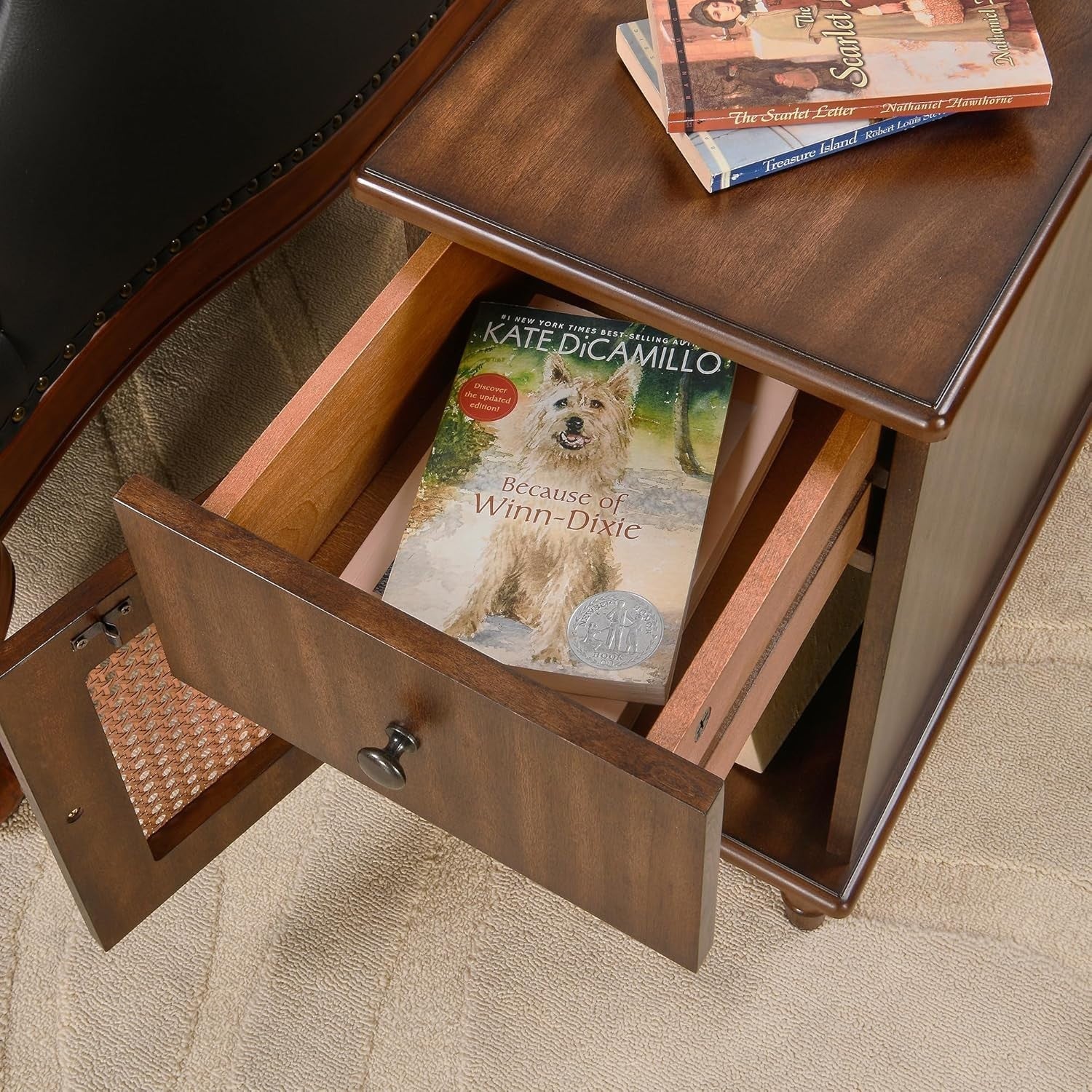Pair of Solid Wood Walnut End Tables with Drawers – Vintage Slim Bedside