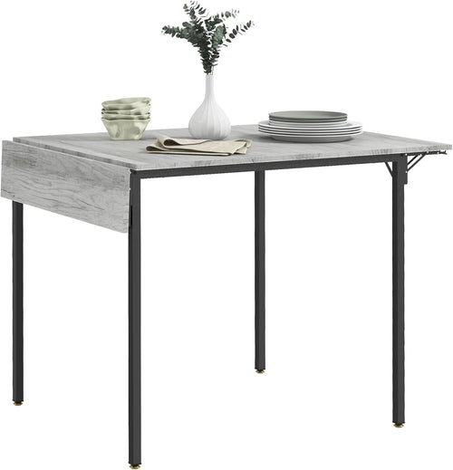 Foldable Extendable Dining Table Grey Drop Leaf Kitchen Table 2-4 Seats
