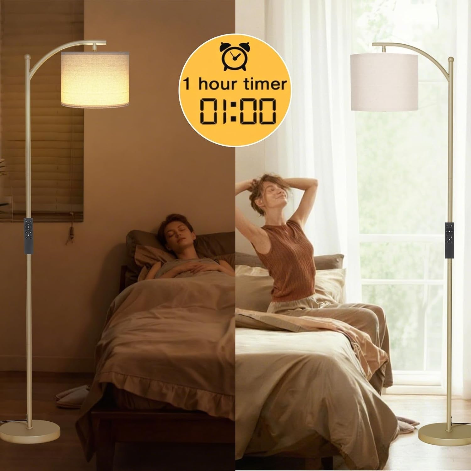 Floor Lamp Dimmable Remote Adjustable Gold Standing Reading Light