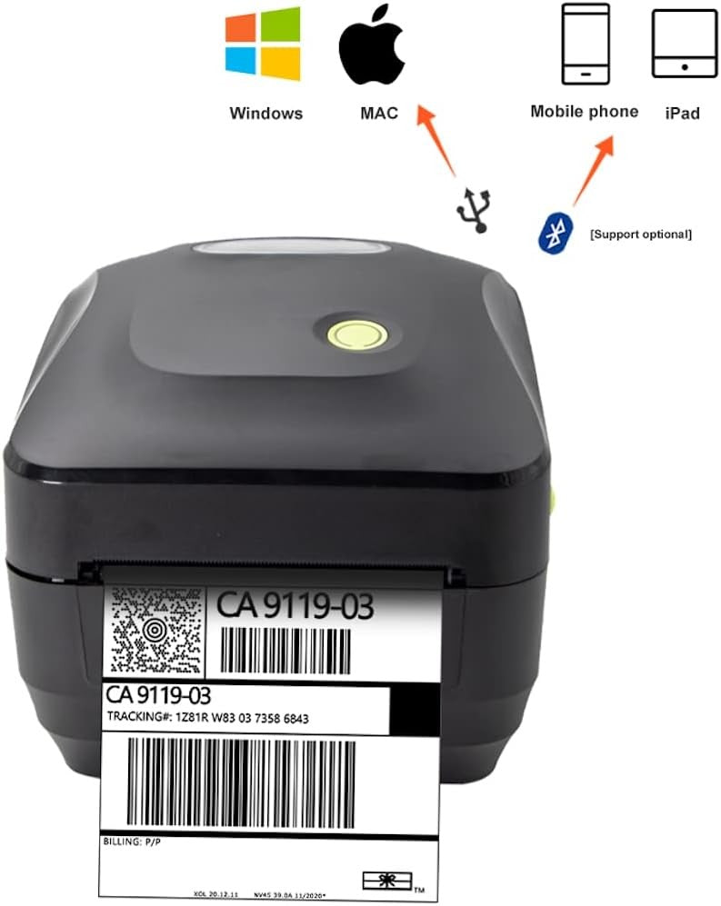 4x6 Thermal Label Printer Bluetooth USB Shipping