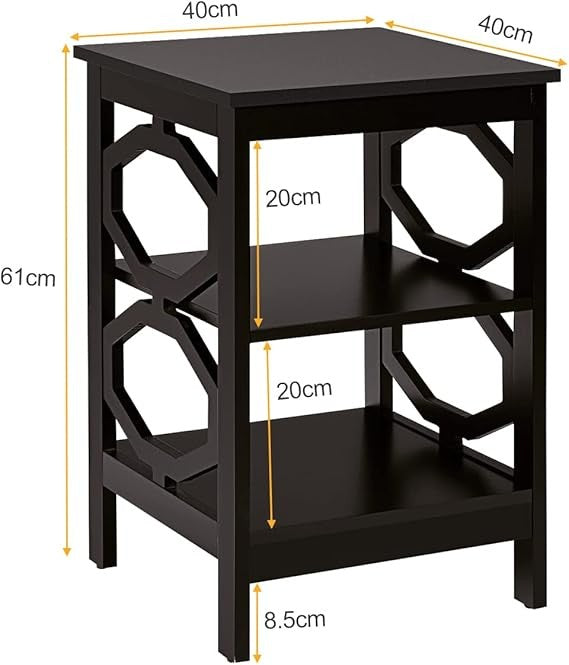 2-Tier Coffee Brown Bedside Tables – Modern 3-Tier Nightstands with Storage Shel