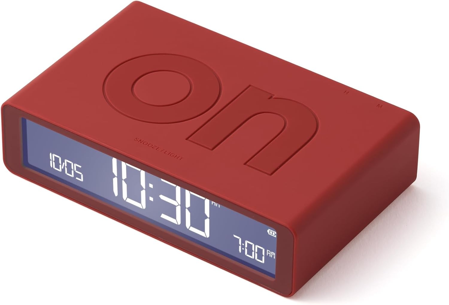 Flip Digital Alarm Clock Reversible On Off Touch Snooze Rechargeable Red