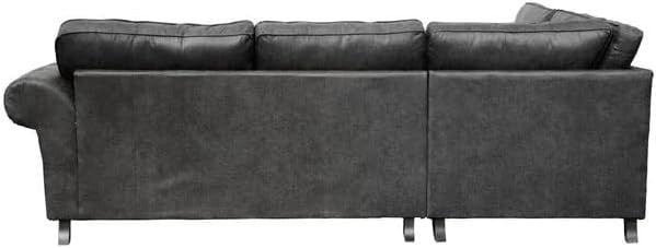 Leather 2C2 Corner Sofa High Back Black 5 Seater Modern L Shape Settee