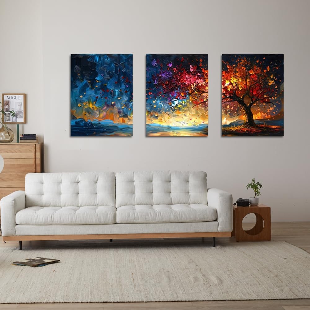 Tree of Life Canvas Wall Art Set Modern 3 Panel Prints Living Room Decor