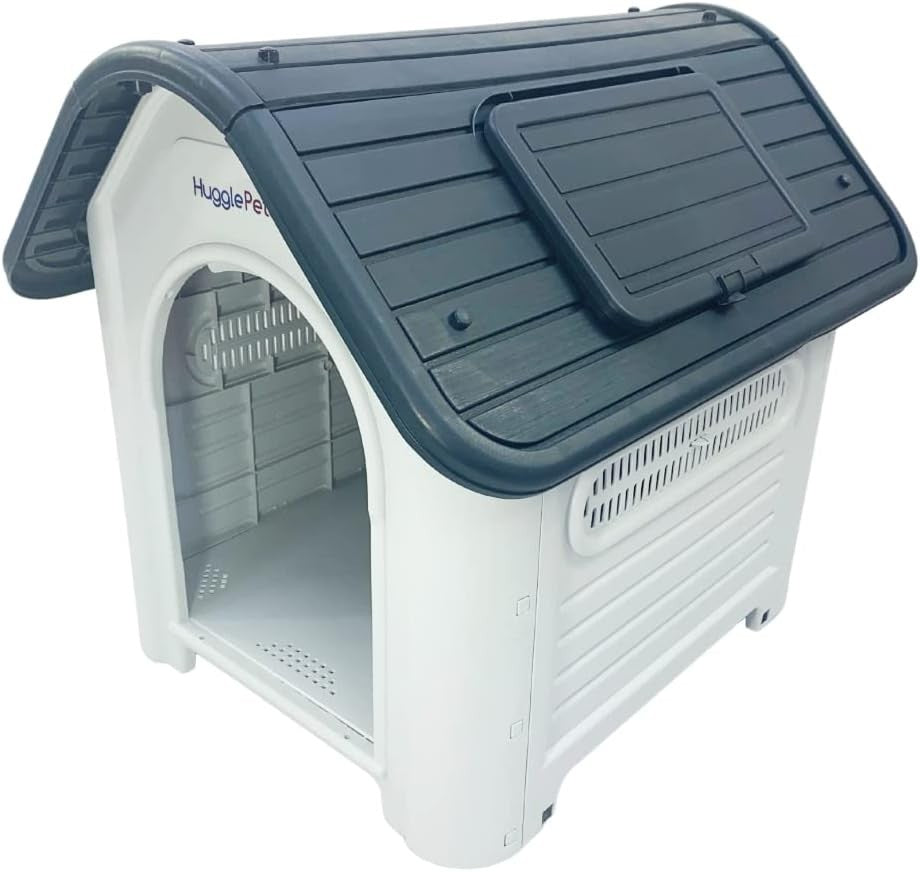 Outdoor Indoor Plastic Dog Kennel Raised Ventilated Weatherproof Shelter
