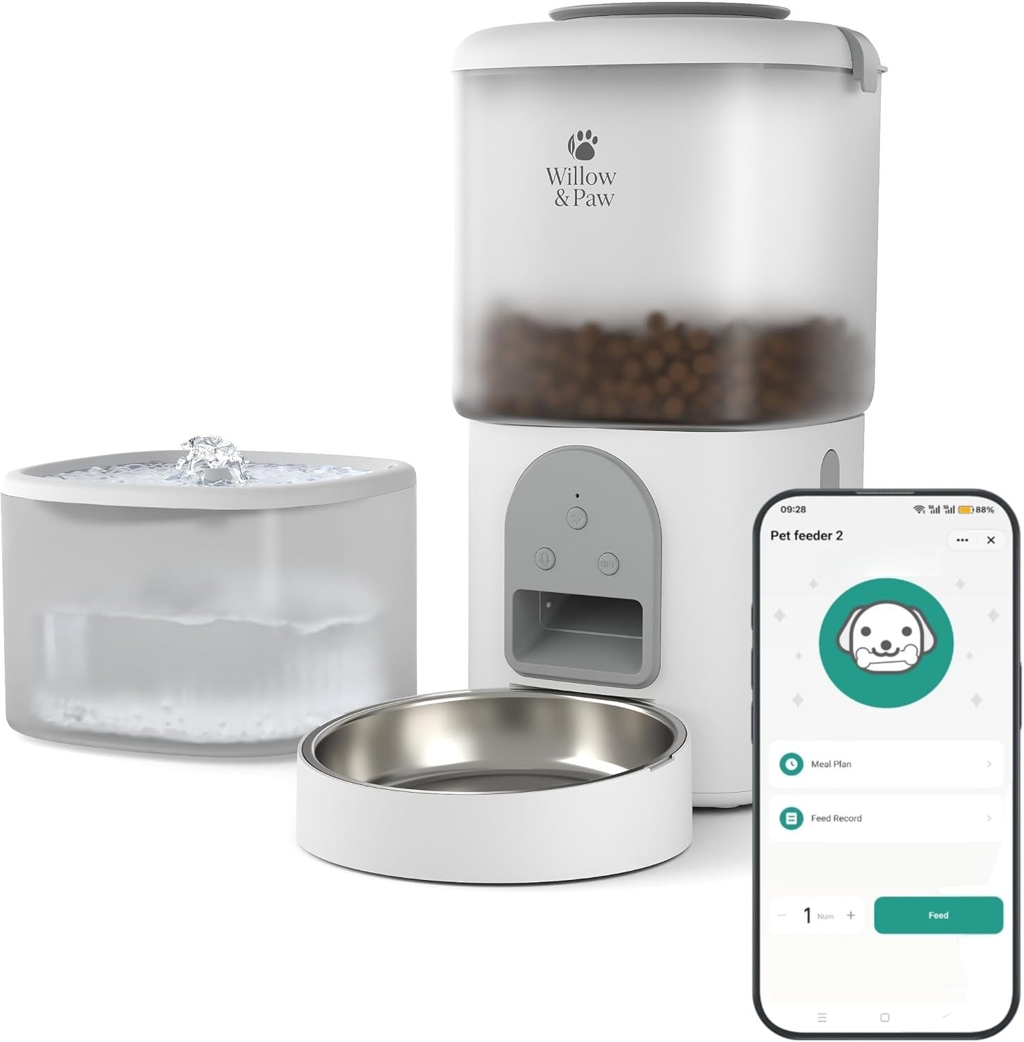 Smart Pet Feeder Water Fountain WiFi App Control 4.5L Auto Feeding