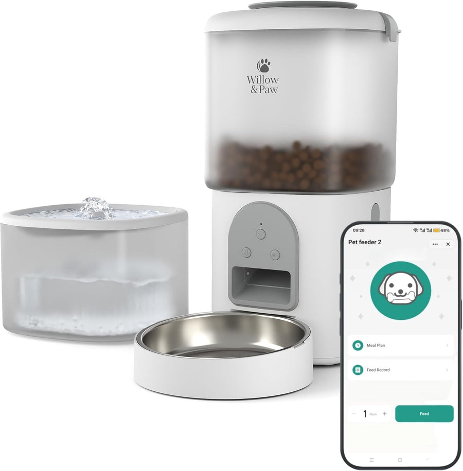 Smart Pet Feeder Water Fountain WiFi App Control 4.5L Auto Feeding