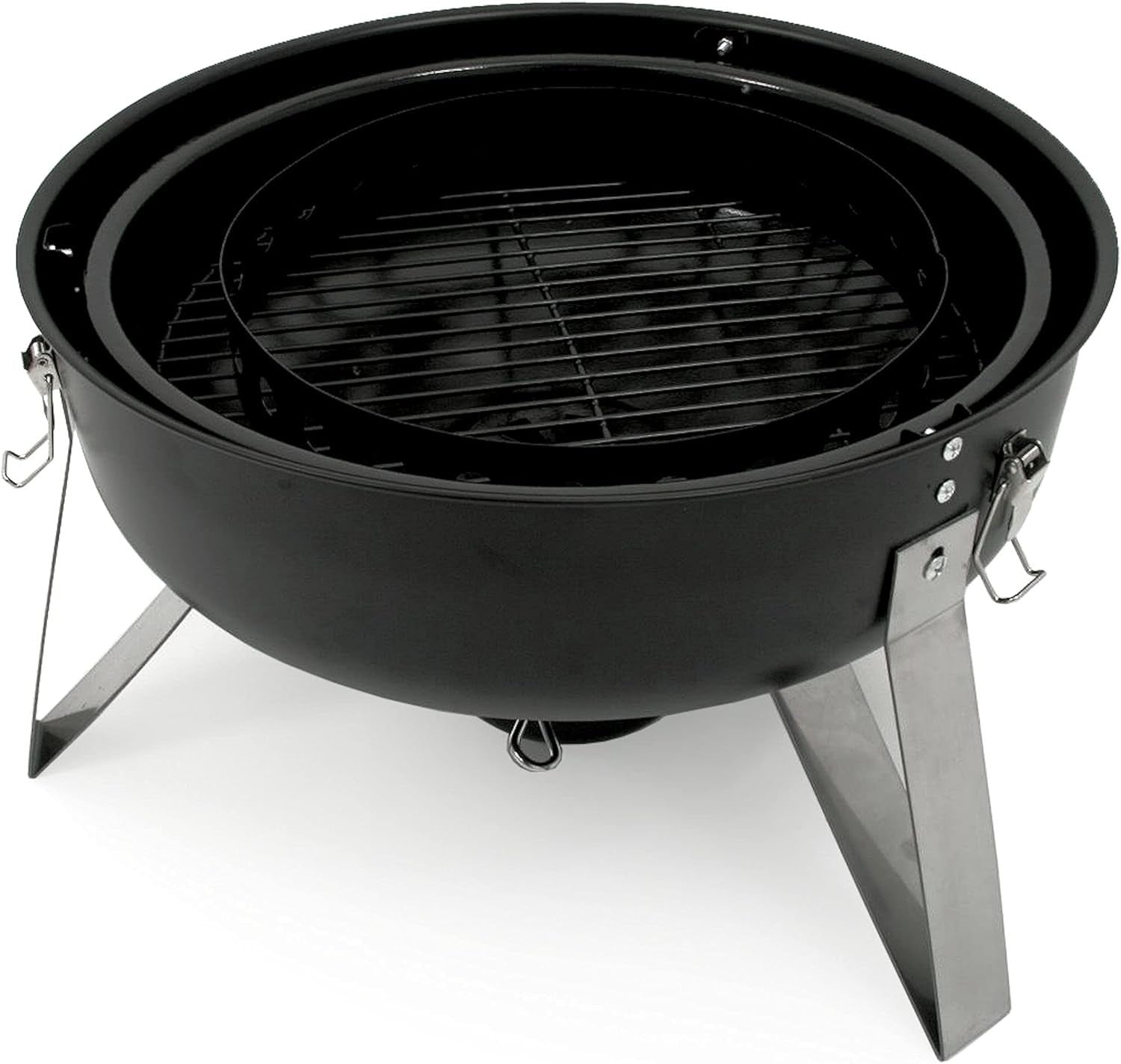 46cm Charcoal Smoker Barrel BBQ Grill with Thermometer & Hanging Hooks Outdoor