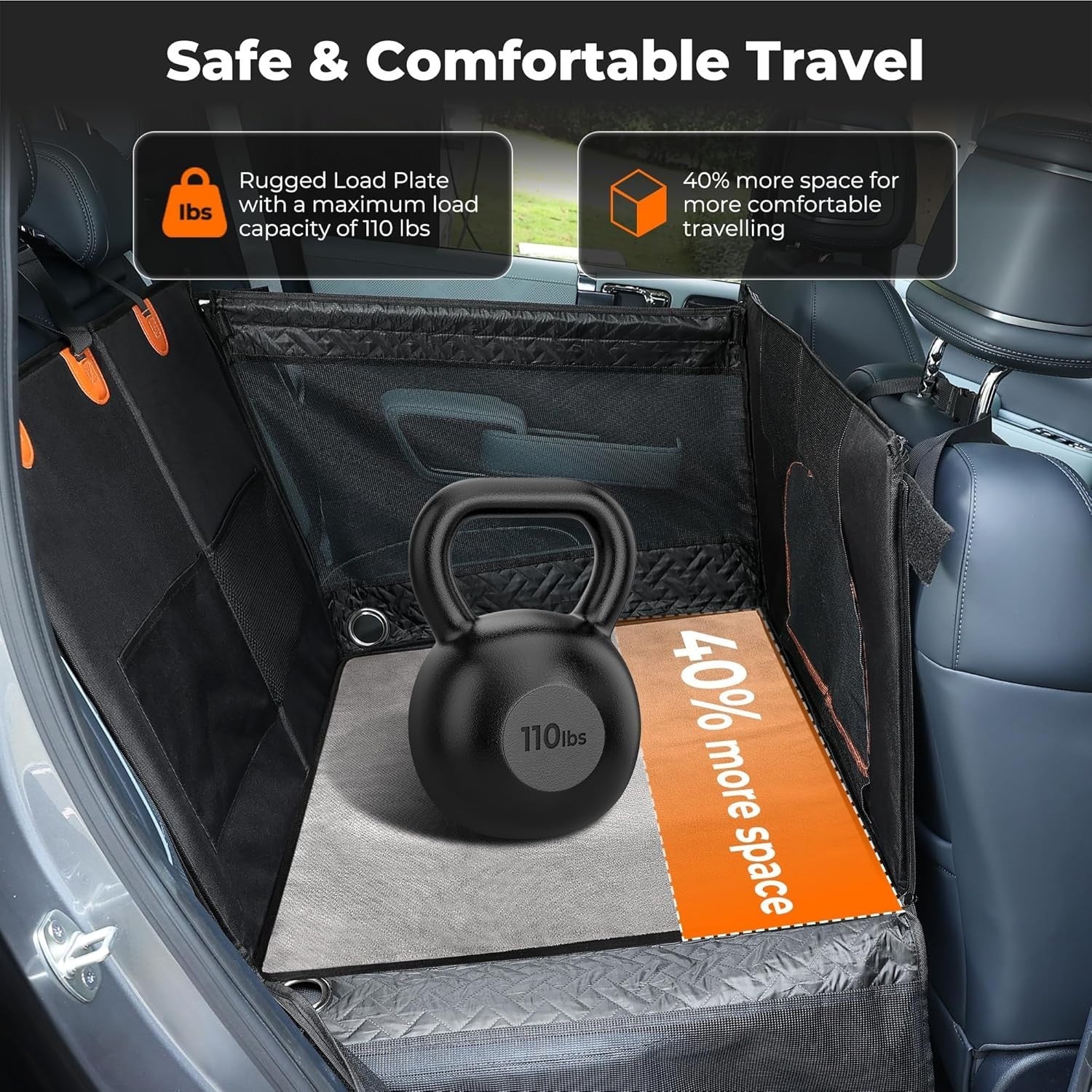 Large Dog Car Seat Extender Waterproof Backseat Travel Bed Foldable