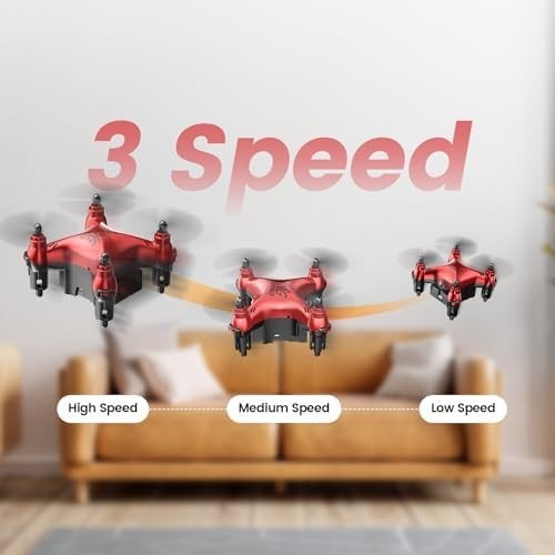 Mini Kids Drone with 3 Batteries, Auto Hover, 3D Flip & Headless Mode – Red