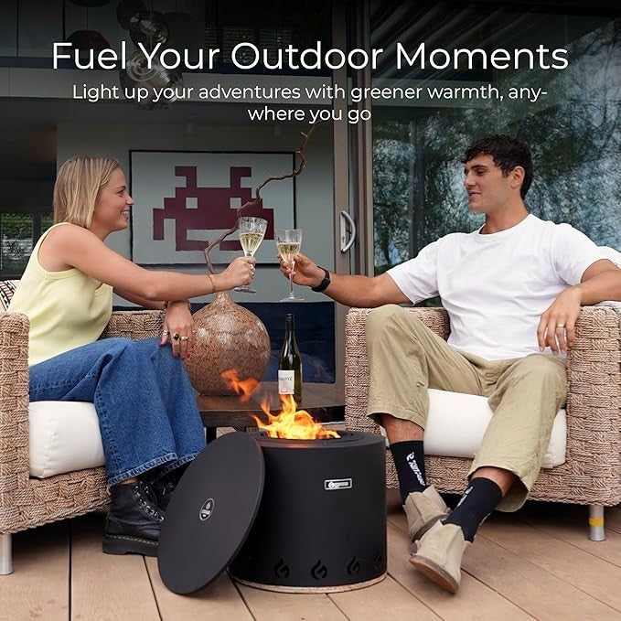 Smokeless Portable Fire Pit Outdoor Indoor Use | Eco-Friendly Wax Fuel