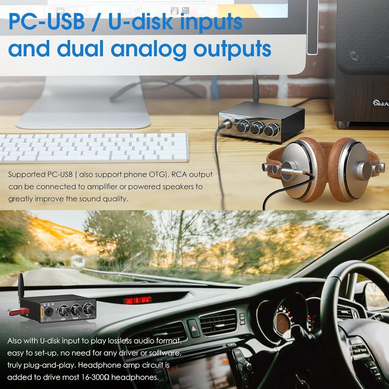 Mini DAC Headphone Amplifier Bluetooth 5.0 USB