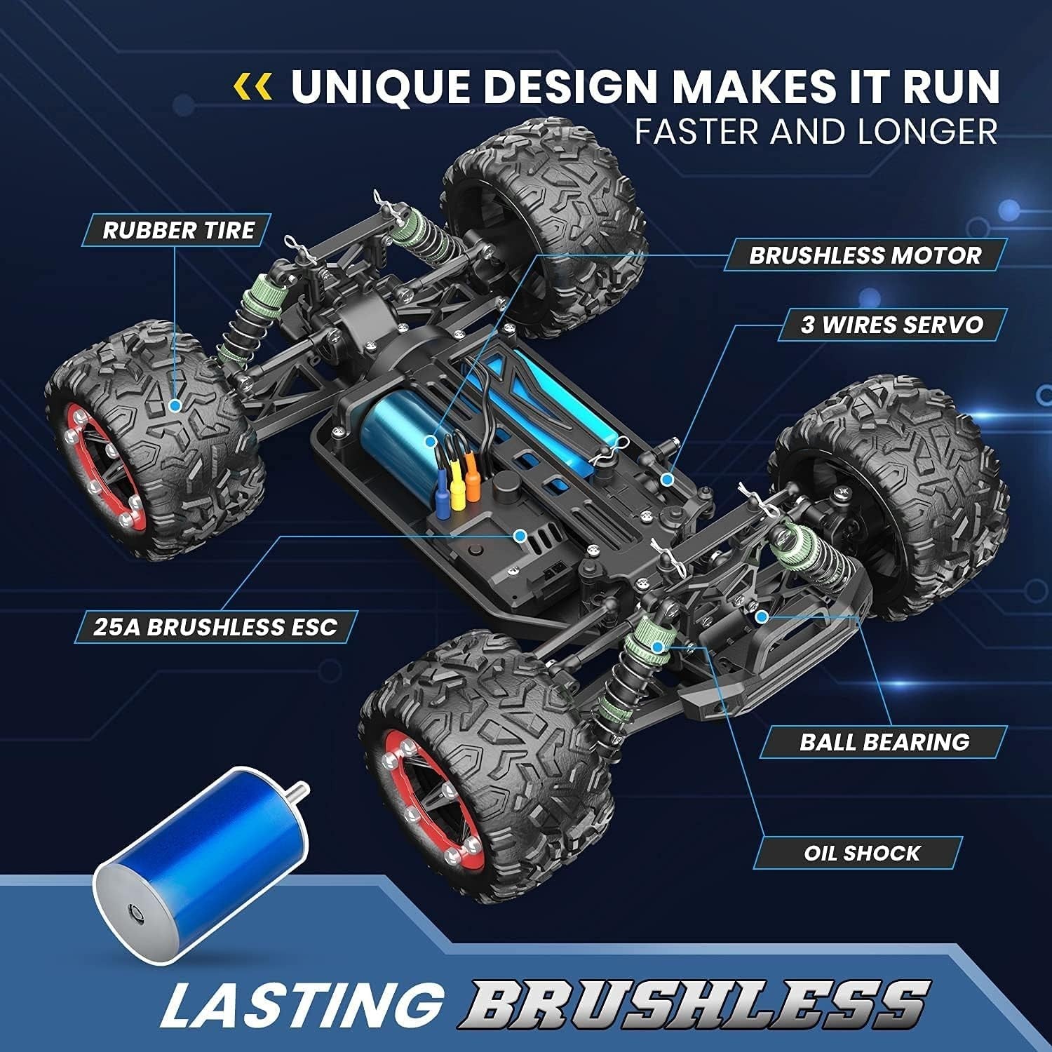 300E Brushless RC Car 37MPH 1:18 4WD Monster Truck – High-Speed Off-Road