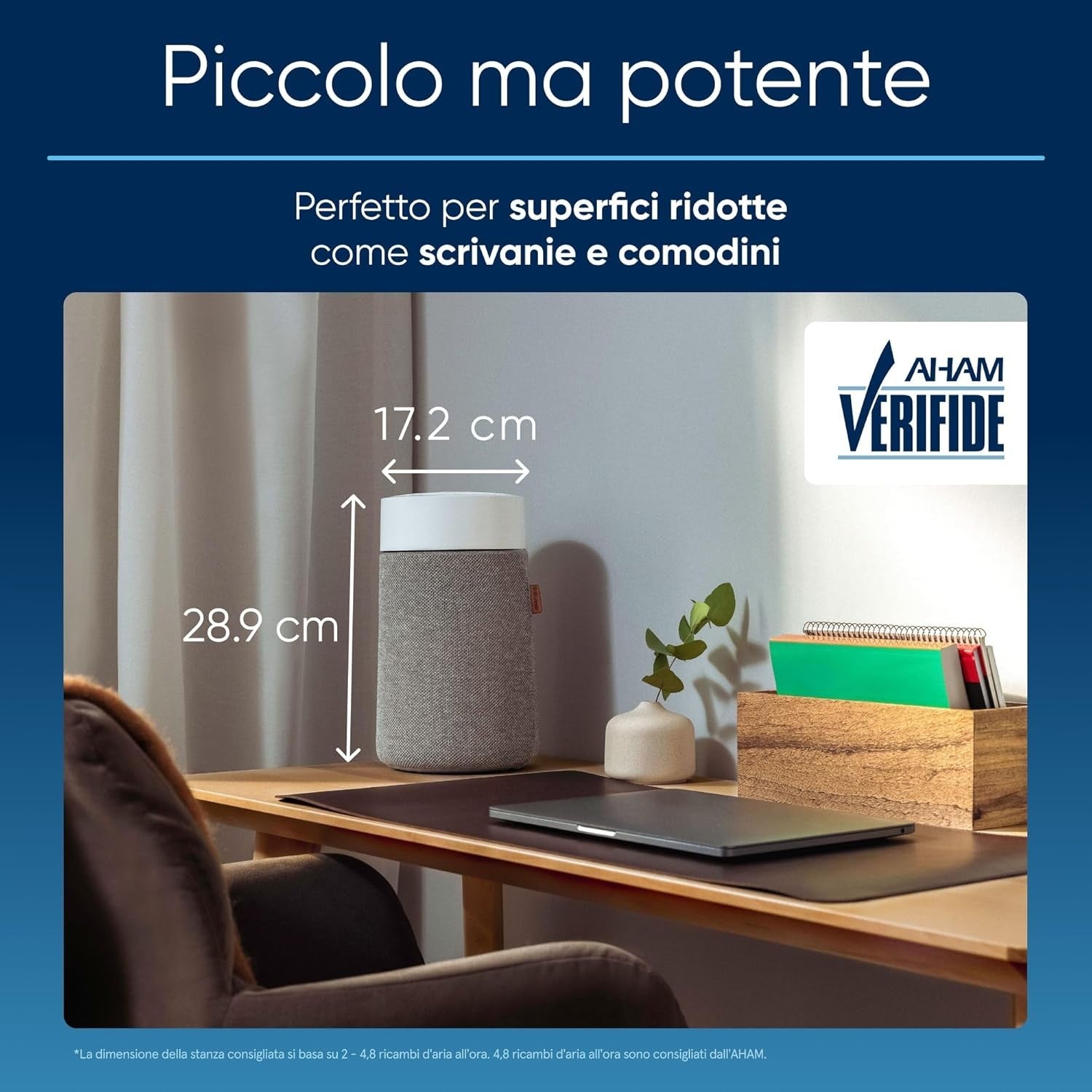 Mini HEPA Air Purifier Desk Bedroom 20m² Quiet Dust Pollen VOC