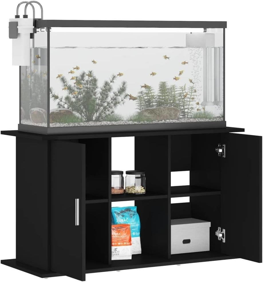 Black Engineered Wood Aquarium Stand Fish Tank Storage 101x41x58cm