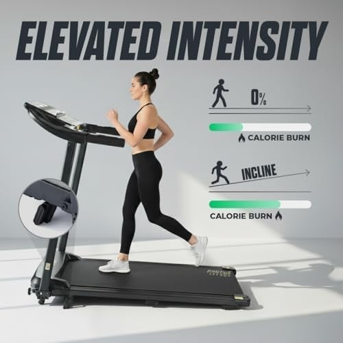 Foldable Home Treadmill 14km/h Quiet Running Machine w/ Incline LED Display USB