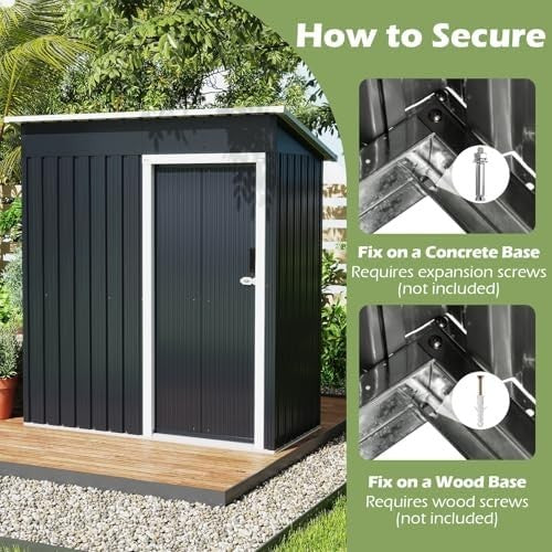 Metal Garden Storage Shed 5.5x3ft Waterproof Outdoor Tool Shed, Lockable Door