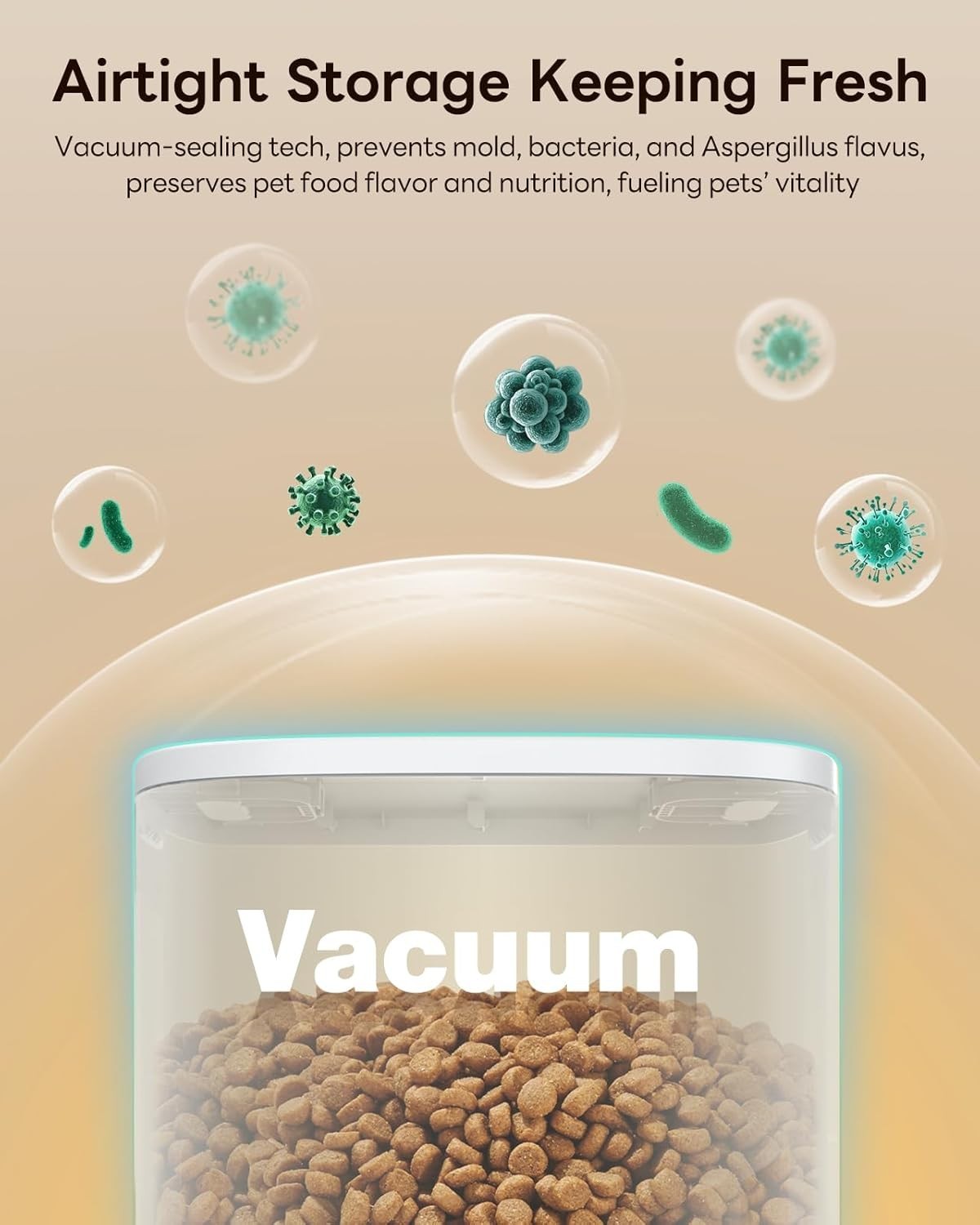 15L Automatic Dog Feeder Vacuum Sealed Food Dispenser 6 Meal Timer