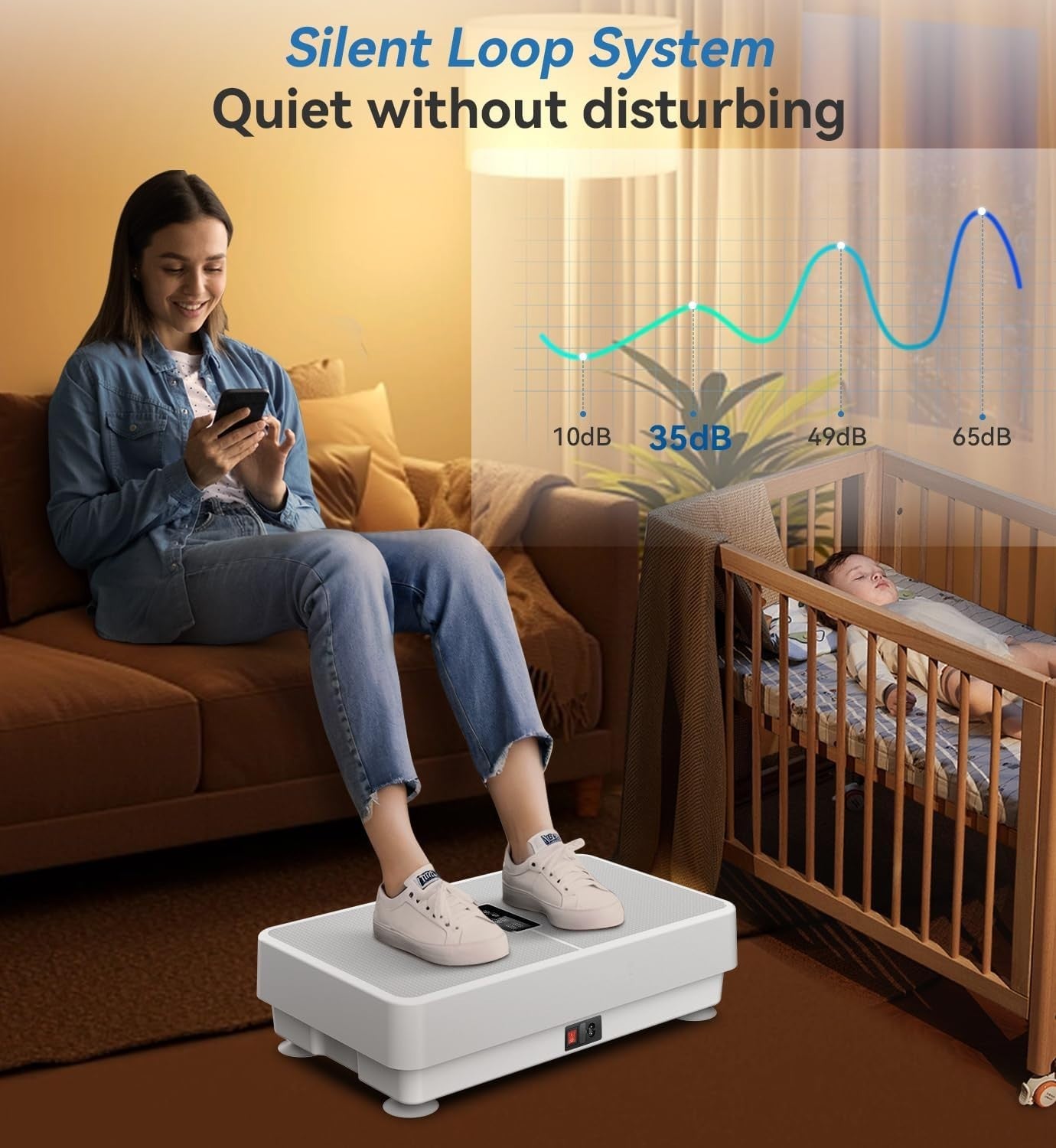 Full Body Vibration Plate Lymphatic Drainage Home Fitness White