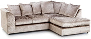 Mink Crushed Velvet Corner Sofa RH – Comfy 4 Seater L Shape Settee Couch
