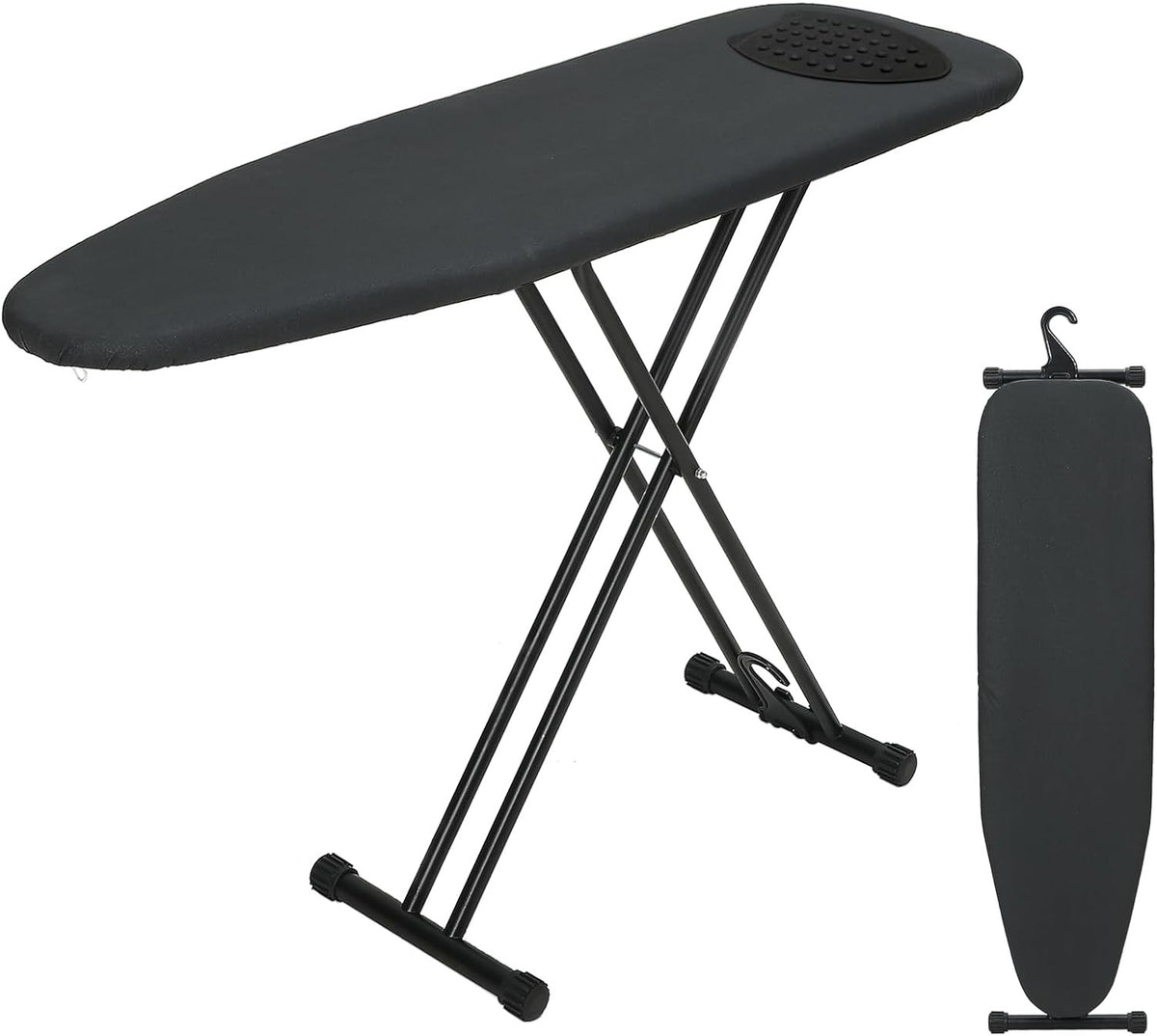 Full Size Ironing Board Adjustable Height Heavy Duty Black 134x33cm