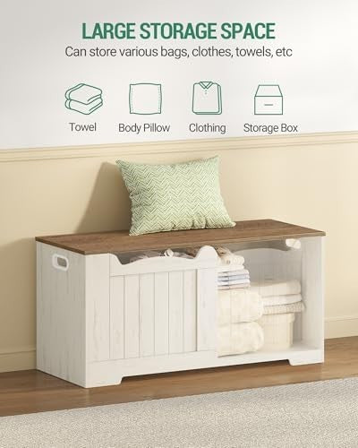 Wooden Storage Bench Lift-Top Trunk, Shoe Organizer for Entryway