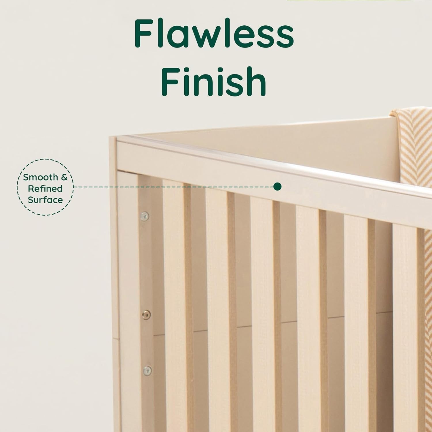 Convertible Mini Toddler Bed Baby Cot Bed Adjustable Height with Teething Rails